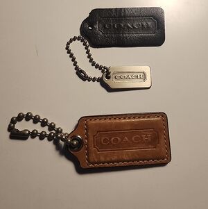 Coach Black and Brown Leather Keychains Set Of 3